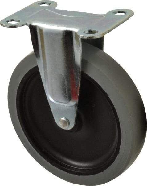Shepherd - 5" Diam x 15/16" Wide x 5-3/4" OAH Top Plate Mount Rigid Caster - TPR, 135 Lb Capacity, Plain Bearing, 2-5/8 x 3-3/4" Plate - Apex Tool & Supply