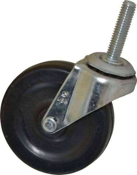 Shepherd - 3" Diam x 13/16" Wide x 3-1/2" OAH Stem Mount Swivel Caster - Soft Rubber, 110 Lb Capacity, Nylon Bearing, 3/8-16 x 1-1/2" Threaded Stem - Apex Tool & Supply
