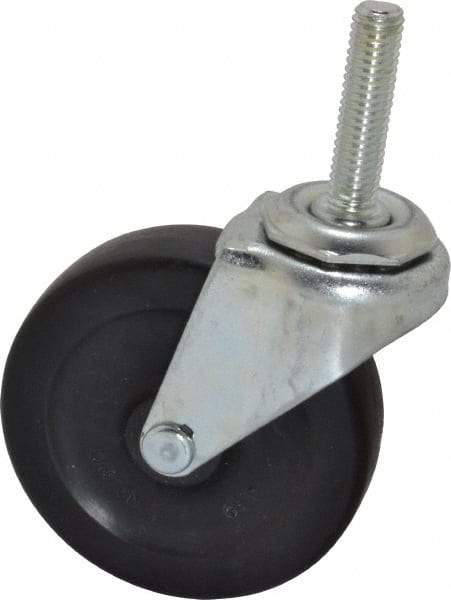 Shepherd - 3" Diam x 13/16" Wide x 3-1/2" OAH Stem Mount Swivel Caster - Hard Rubber, 120 Lb Capacity, Nylon Bearing, 3/8-16 x 1-1/2" Threaded Stem - Apex Tool & Supply