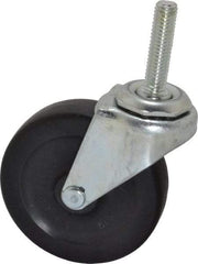 Shepherd - 3" Diam x 13/16" Wide x 3-1/2" OAH Stem Mount Swivel Caster - Hard Rubber, 120 Lb Capacity, Nylon Bearing, 3/8-16 x 1-1/2" Threaded Stem - Apex Tool & Supply