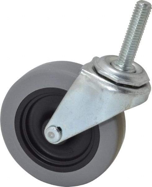 Shepherd - 3" Diam x 13/16" Wide x 3-1/2" OAH Stem Mount Swivel Caster - Polyurethane, 120 Lb Capacity, Plain Bearing, 3/8-16 x 1-1/2" Threaded Stem - Apex Tool & Supply