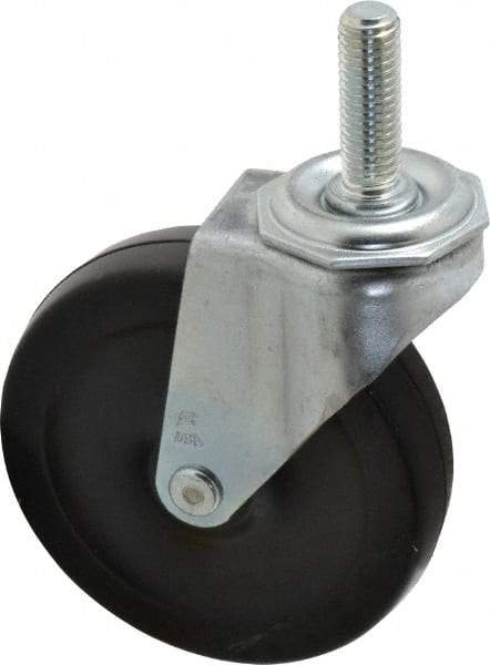 Shepherd - 4" Diam x 15/16" Wide x 4-3/4" OAH Stem Mount Swivel Caster - Soft Rubber, 125 Lb Capacity, Nylon Bearing, 1/2-13 x 1-1/2" Threaded Stem - Apex Tool & Supply