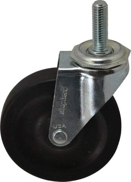 Shepherd - 4" Diam x 15/16" Wide x 4-3/4" OAH Stem Mount Swivel Caster - Hard Rubber, 150 Lb Capacity, Nylon Bearing, 1/2-13 x 1-1/2" Threaded Stem - Apex Tool & Supply