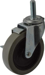 Shepherd - 4" Diam x 15/16" Wide x 4-3/4" OAH Stem Mount Swivel Caster with Brake - Polyurethane, 150 Lb Capacity, Plain Bearing, 1/2-13 x 1-1/2" Threaded Stem - Apex Tool & Supply