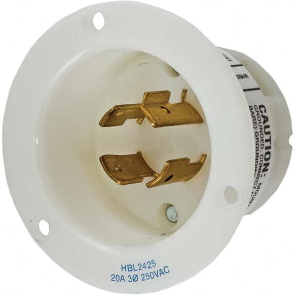 Hubbell Wiring Device-Kellems - 3-Phase Delta 250 VAC 20A NEMA L15-20P Industrial Twist Lock Inlet - Apex Tool & Supply