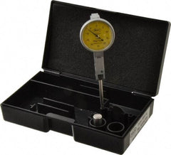 Mahr - 1/4 mm Range, 0.01 mm Dial Graduation, Horizontal Dial Test Indicator - 27.5 mm Yellow Dial, 0-25-0 Dial Reading - Apex Tool & Supply
