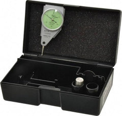 Mahr - 0.015 Inch Range, 0.0005 Inch Dial Graduation, Horizontal Dial Test Indicator - 1.1 Inch Green Dial, 0-15-0 Dial Reading - Apex Tool & Supply