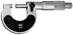 Mahr - 25 to 50mm Range, 0.01mm Graduation, Mechanical Outside Micrometer - Ratchet Stop Thimble, Accurate to 4µm - Apex Tool & Supply
