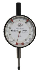 Mahr - 0.8mm Range, 0-45-0 Dial Reading, 0.01mm Graduation Dial Drop Indicator - 50mm Dial, 0.01mm Range per Revolution - Apex Tool & Supply