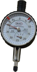 Mahr - 3mm Range, 0-45 Dial Reading, 0.01mm Graduation Dial Drop Indicator - 34mm Dial, 0.01mm Range per Revolution - Apex Tool & Supply