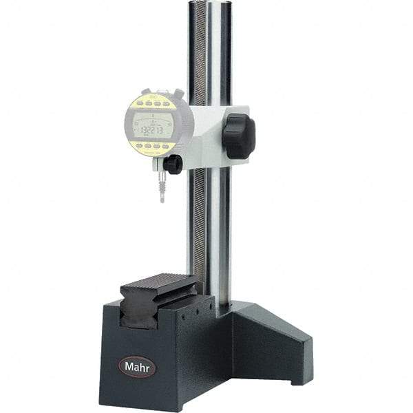 Mahr - Steel (Balls & Cable), Comparator Gage Stand - 9-1/2" High, 5-1/2" Base Length x 6" Base Width x 4" Base Height, Includes Holder - Apex Tool & Supply