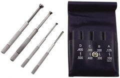 TESA Brown & Sharpe - 1/8 to 1/2 Inch Measurement, Small Hole Gage Set - Half Ball, Satin Chrome Coated, Includes Pouch - Apex Tool & Supply