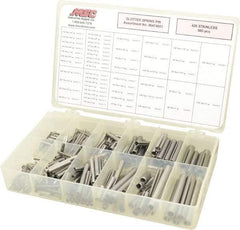 Made in USA - 500 Piece, 1/16 to 7/16" Pin Diam, Spring Pin Assortment - 420 Stainless Steel - Apex Tool & Supply