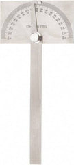 Value Collection - 6 Inch Long Blade, 180° Max Measurement, 1° Dial Graduation, Rectangular Head Protractor - 0 to 180 Dial Range - Apex Tool & Supply