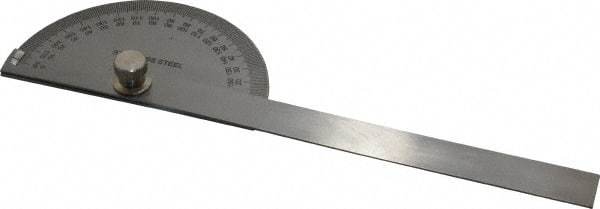 Value Collection - 6 Inch Long Blade, 180° Max Measurement, 1° Dial Graduation, Half Round Head Protractor - 0 to 180 Dial Range - Apex Tool & Supply