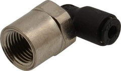 Legris - 1/8" OD, 1/8 NPT, Nylon/Nickel Plated Brass Push-to-Connect Female Elbow - 290 Max psi - Apex Tool & Supply