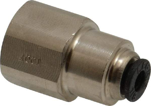 Legris - 1/8" Outside Diam, 1/8 NPT, Nickel Plated Brass Push-to-Connect Tube Female Connector - 290 Max psi - Apex Tool & Supply