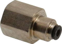 Legris - 1/8" Outside Diam, 1/4 NPT, Nickel Plated Brass Push-to-Connect Tube Female Connector - 290 Max psi - Apex Tool & Supply