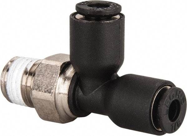 Legris - 1/2" OD, 1/4 NPT, Nylon/Nickel Plated Brass Push-to-Connect Male Run Tee - 290 Max psi - Apex Tool & Supply
