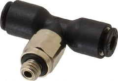Legris - 1/8" OD, 10-32 UNF, Nylon/Nickel Plated Brass Push-to-Connect Male Branch Tee - 290 Max psi - Apex Tool & Supply