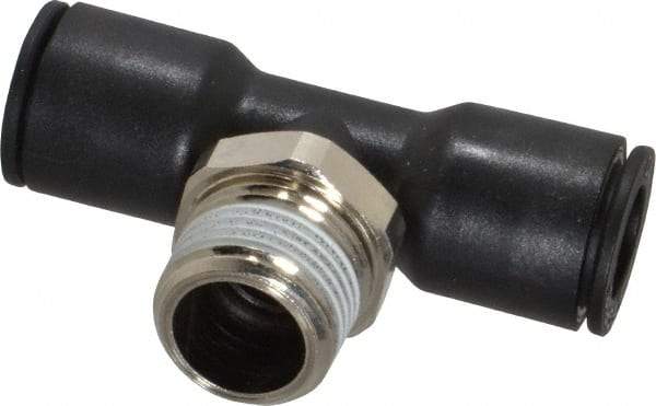 Legris - 1/2" OD, 1/2 NPT, Nylon/Nickel Plated Brass Push-to-Connect Male Branch Tee - 290 Max psi - Apex Tool & Supply