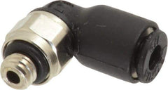 Legris - 1/8" OD, 10-32 UNF, Nylon/Nickel Plated Brass Push-to-Connect Male Elbow - 290 Max psi - Apex Tool & Supply