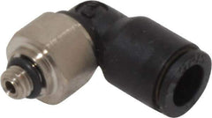 Legris - 1/4" OD, 10-32 UNF, Nylon/Nickel Plated Brass Push-to-Connect Male Elbow - 290 Max psi - Apex Tool & Supply