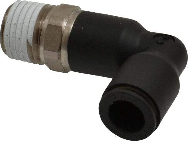 Legris - 5/16" OD, 1/4 NPT, Nylon/Nickel Plated Brass Push-to-Connect Extended Male Elbow - 290 Max psi - Apex Tool & Supply