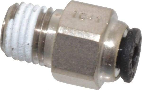 Legris - 1/8" Outside Diam, 1/16 NPT, Nickel Plated Brass Push-to-Connect Tube Male Connector - 290 Max psi - Apex Tool & Supply