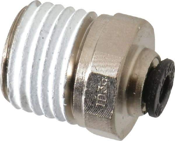 Legris - 1/8" Outside Diam, 1/4 NPT, Nickel Plated Brass Push-to-Connect Tube Male Connector - 290 Max psi - Apex Tool & Supply