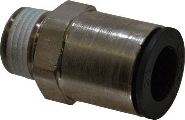Legris - 1/2" Outside Diam, 3/8 NPT, Nickel Plated Brass Push-to-Connect Tube Male Connector - 290 Max psi - Apex Tool & Supply