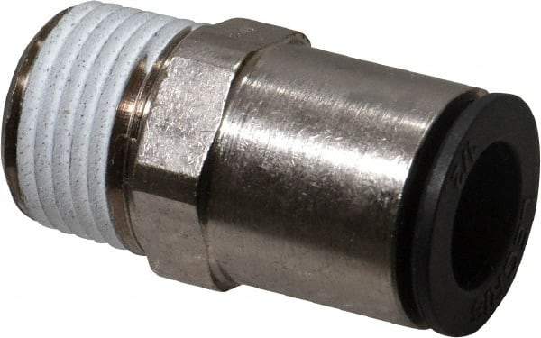 Legris - 1/2" Outside Diam, 1/2 NPT, Nickel Plated Brass Push-to-Connect Tube Male Connector - 290 Max psi - Apex Tool & Supply