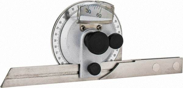 Value Collection - 6, 12 Inch Long Blade, 360° Max Measurement, Bevel Protractor - Accuracy up to 5 Min, 5 Min Dial Graduation - Apex Tool & Supply