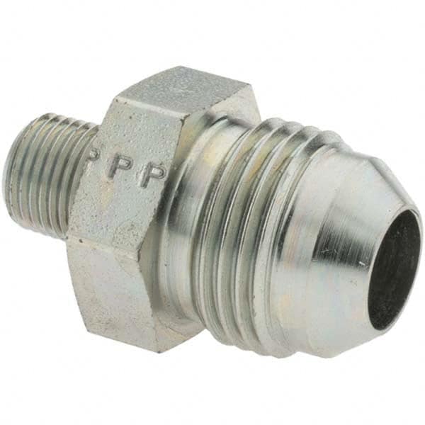 Parker - 1/2" Tube OD x 1/8-27 Male NPT 37° Steel Flared Tube Straight Thread Connector - Apex Tool & Supply