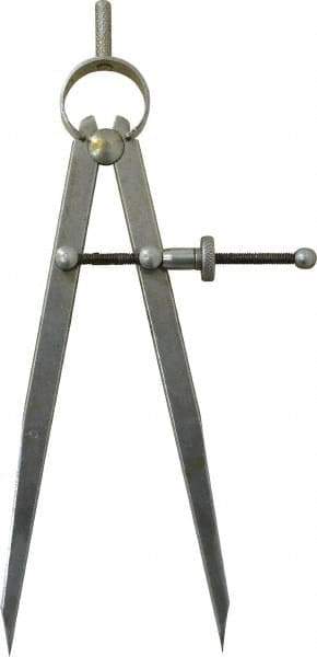 Value Collection - 6 Inch Leg, Spring Joint, Steel, Polished, Divider - 6 Inch Max Measurement, 150mm Max Measurement, Flat Leg with Quick Nut Adjustment - Apex Tool & Supply
