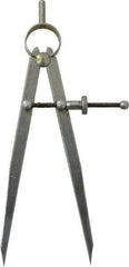 Value Collection - 6 Inch Leg, Spring Joint, Steel, Polished, Divider - 6 Inch Max Measurement, 150mm Max Measurement, Flat Leg with Quick Nut Adjustment - Apex Tool & Supply