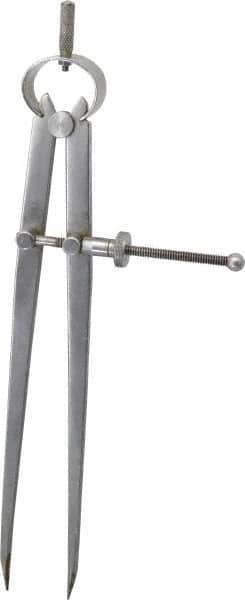 Value Collection - 8 Inch Leg, Spring Joint, Steel, Polished, Divider - 8 Inch Max Measurement, 200mm Max Measurement, Flat Leg with Quick Nut Adjustment - Apex Tool & Supply