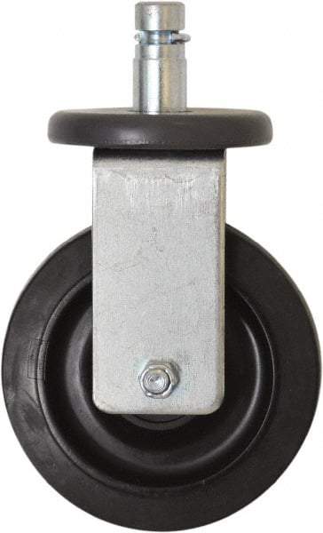 Eagle MHC - 5" Diam x 1-1/4" Wide x 8-1/4" OAH Stem Mount Rigid Caster - Rubber, 300 Lb Capacity, Plain Bearing, 1" Round Stem - Apex Tool & Supply