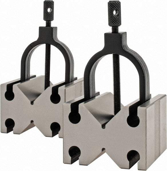 Value Collection - 25.4 to 1-1/2" Capacity, 90° Angle, Tool Steel V-Block - 2-3/4" Long x 2-1/2" Wide x 1-3/4" High, Sold as Matched Pair - Apex Tool & Supply