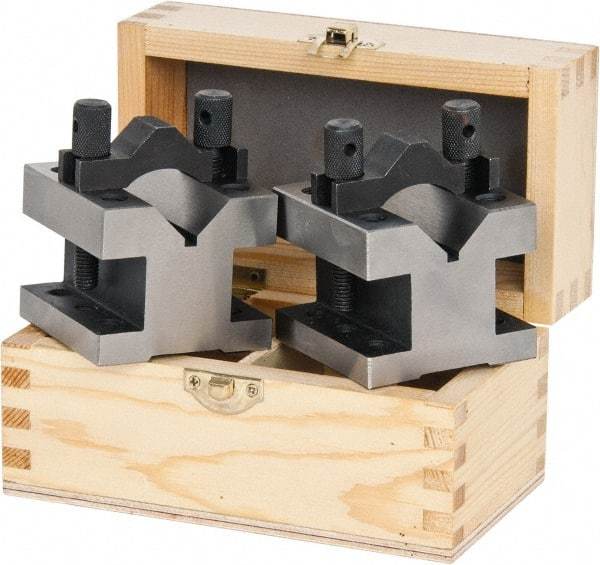 Value Collection - 1-3/16" Max Capacity, 90° Angle, Hardened Steel V-Block - 2-3/8" Long x 2-3/8" Wide x 2" High, Sold as 2 Block Set - Apex Tool & Supply