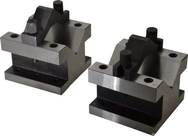 Value Collection - 2-9/16" Max Capacity, 90° Angle, Hardened Steel V-Block - 4-1/8" Long x 4-1/8" Wide x 3-1/16" High, Sold as 2 Block Set - Apex Tool & Supply