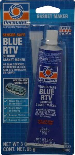 Permatex - 3 oz Tube Blue Butyl Rubber Gasket Sealant - -65 to 400°F Operating Temp, 24 hr Full Cure Time - Apex Tool & Supply