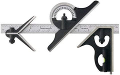 TESA Brown & Sharpe - 2 Piece, 24" Combination Square Set - 1/16, 1/32, 1/64 & 1/8" (4R) Graduation, Hardened Steel Blade, Hardened Steel Center & Square Head - Apex Tool & Supply
