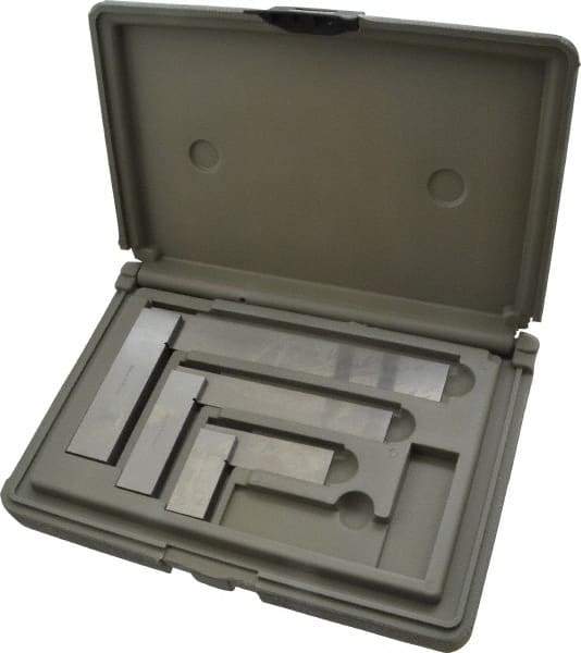 TESA Brown & Sharpe - 3 Piece, 1-1/2, 3, 4 Inch Base Length, 2, 4, 6 Inch Blade Length, Square Set - Accuracy Up to 0.0006 Inches, Steel, Includes Case - Apex Tool & Supply