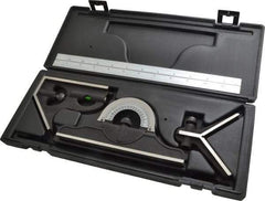 TESA Brown & Sharpe - 4 Piece, 12" Combination Square Set - 1/16, 1/32, 1/64 & 1/8" (4R) Graduation, Hardened Steel Blade, Hardened Steel Center, Protractor & Square Head - Apex Tool & Supply