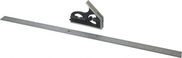 TESA Brown & Sharpe - 2 Piece, 24" Combination Square Set - 1/16, 1/32, 1/64 & 1/8" (4R) Graduation, Hardened Steel Blade, Hardened Steel Square Head - Apex Tool & Supply