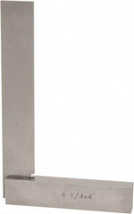 Value Collection - 6-1/4" Blade Length, 4" Base Length Steel Square - 0.0003" Accuracy, Beveled Edge - Apex Tool & Supply