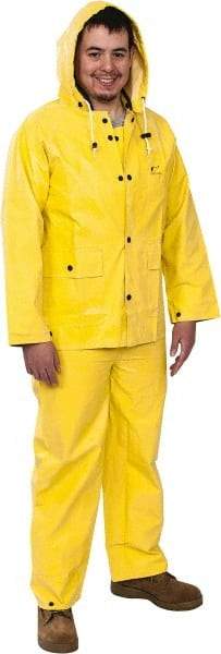 OnGuard - Size S, Yellow, Chemical, Rain Three Piece Suit - Detachable Hood - Apex Tool & Supply