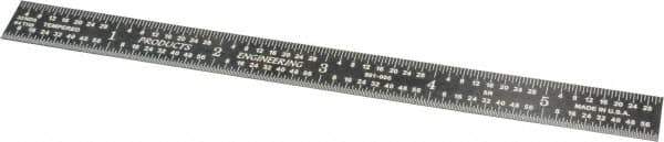 PEC Tools - 6" Long, 1/100, 1/64, 1/32, 1/10" Graduation, Flexible Steel Rule - 5R Graduation Style, 1/2" Wide, Black, Black Chrome Finish - Apex Tool & Supply