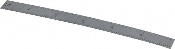 TESA Brown & Sharpe - 6" Long, 1/64, 1/32, 1/16, 1/8" Graduation, Flexible Steel Rule - 4R Graduation Style, 1/2" Wide, Silver, Satin Chrome Finish - Apex Tool & Supply